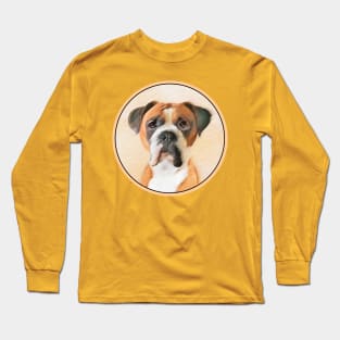 Boxer Painting - Cute Original Dog Art Long Sleeve T-Shirt